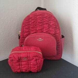 Coach Court Backpack and Cosmetic Bag Set